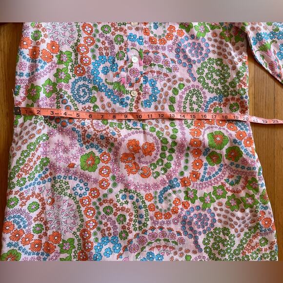 60s Vintage Pink Floral Shirt Dress - Picture 6 of 8